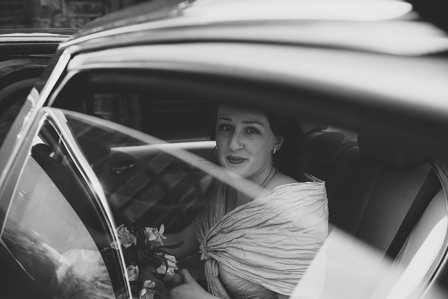 bride getting out from the car