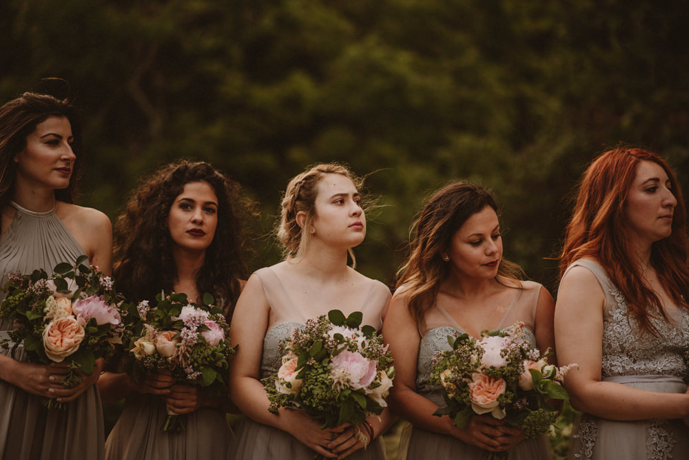 bridesmaids at outdoor ceremony